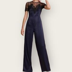 Foxiedox Nixie Lace Jumpsuit Pantsuit | Extra Small XS Blue Black Old Money Dark